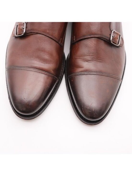 Suitsupply Double Monk Strap Shoes Men\'s Size 8.5 Dark Brown Leather Italy